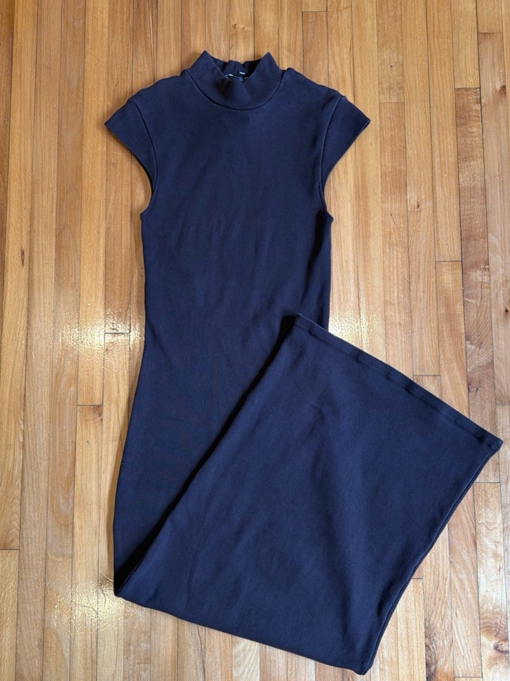 Zara Sleeveless Mock Neck Maxi Dress - Navy Blue